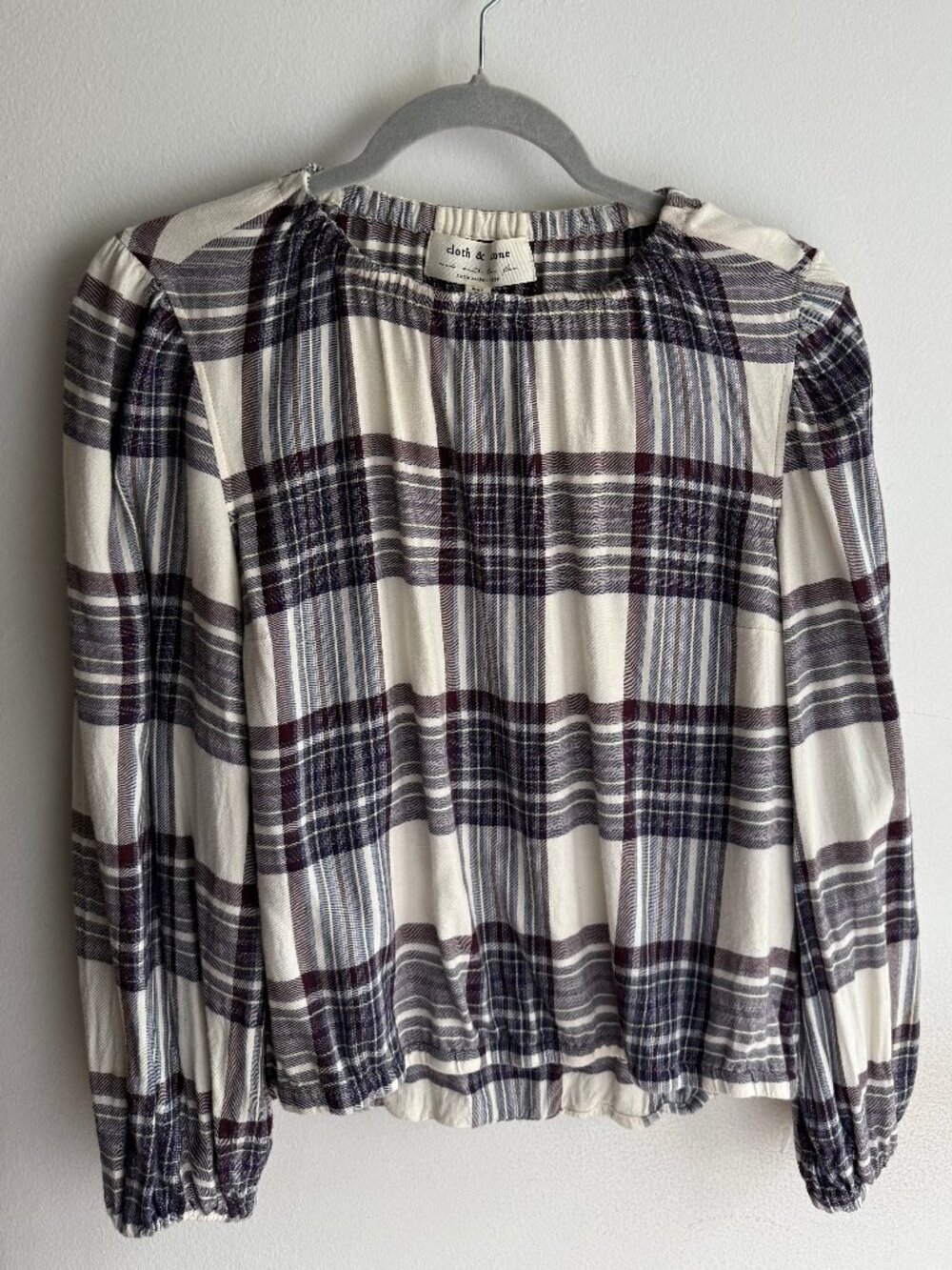 Anthropologie Cloth & Stone Glacier Plaid Blue/White